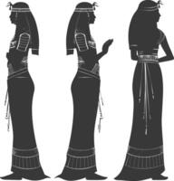 silhouette indépendant égyptien femmes portant tob seblé noir Couleur seulement vecteur