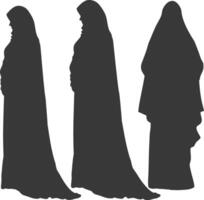 silhouette indépendant émirats femmes portant abaya noir Couleur seulement vecteur