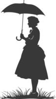 silhouette indépendant Allemagne femmes portant dirndl avec parapluie noir Couleur seulement vecteur