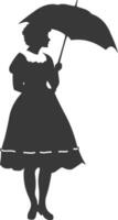 silhouette indépendant Allemagne femmes portant dirndl avec parapluie noir Couleur seulement vecteur
