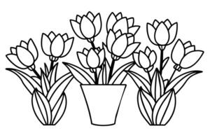 illustration avec fleurs tulipes contour style conception vecteur