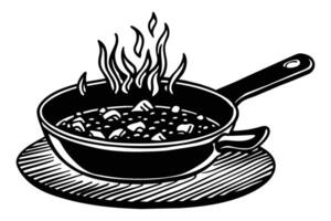 friture la poêle icône frire ou rôti nourriture conception vecteur