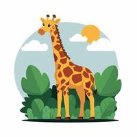 mignonne girafe animal isolé plat illustration blanc Contexte vecteur