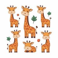 mignonne girafe animal isolé plat illustration blanc Contexte vecteur