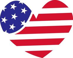 cœur avec américain drapeau couleurs et symbole vecteur