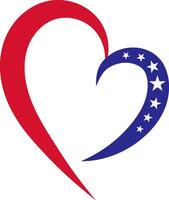 cœur avec américain drapeau couleurs et symbole vecteur