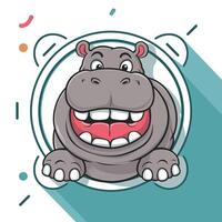 hippopotame dessin animé personnage isolé sur blanc Contexte vecteur