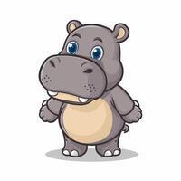 hippopotame dessin animé personnage isolé sur blanc Contexte vecteur