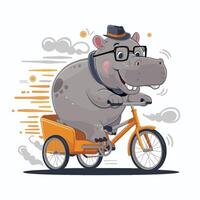 hippopotame dessin animé personnage isolé sur blanc Contexte vecteur