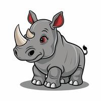 mignonne et magnifique rhinocéros différent pose dessin animé animal conception plat illustration isolé sur blanc Contexte vecteur