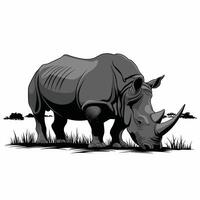 mignonne et magnifique rhinocéros différent pose dessin animé animal conception plat illustration isolé sur blanc Contexte vecteur