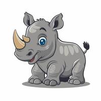 mignonne et magnifique rhinocéros différent pose dessin animé animal conception plat illustration isolé sur blanc Contexte vecteur