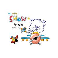 ours de dessin animé jouant un avion - illustration vectorielle vecteur