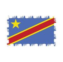 vecteur de drapeau de la république démocratique du congo avec style pinceau aquarelle