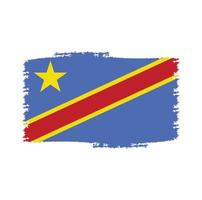 vecteur de drapeau de la république démocratique du congo avec style pinceau aquarelle