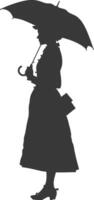 silhouette indépendant russe femmes portant sarafan avec parapluie noir Couleur seulement vecteur
