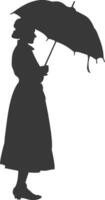silhouette indépendant russe femmes portant sarafan avec parapluie noir Couleur seulement vecteur