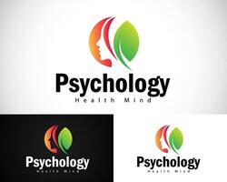 psychologie logo Créatif santé esprit mental intelligent la nature laisser conception concept vecteur