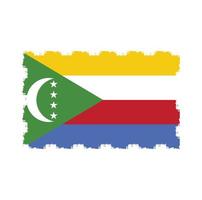 vecteur de drapeau des comores avec style pinceau aquarelle