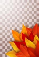 des feuilles jaunes, rouges et orange réalistes projettent une belle ombre. feuillage d'automne isolé sur un fond transparent. illustration vectorielle vecteur