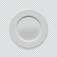 assiette ronde blanche vide sur fond transparent pour votre conception. illustration vectorielle vecteur