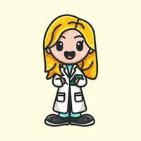 infirmière mignonne pour personnage, icône, logo, autocollant et illustration vecteur