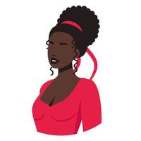 avatar de femme africaine, portrait. jeune femme féminine à la peau foncée vecteur