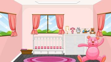 design d'intérieur de chambre rose avec des meubles pour enfants vecteur