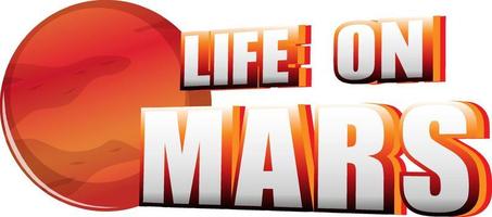 création de logo de mot vie sur mars avec vaisseau spatial vecteur