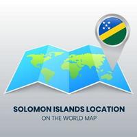 icône de localisation des îles salomon sur la carte du monde, icône de broche ronde des îles salomon vecteur