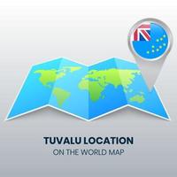 icône de localisation de tuvalu sur la carte du monde, icône d'épingle ronde de tuvalu vecteur