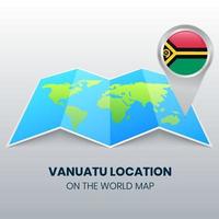 icône de localisation du vanuatu sur la carte du monde, icône d'épingle ronde du vanuatu vecteur