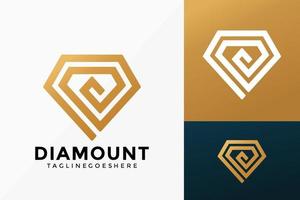 diamant avec la conception de vecteur de logo de montagne. emblème abstrait, concept de conception, logos, élément de logotype pour le modèle.