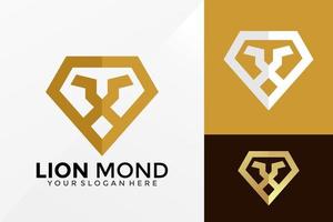 conception de logo de diamant de tête de lion, vecteur de logos d'identité de marque, logo moderne, modèle d'illustration vectorielle de conceptions de logo