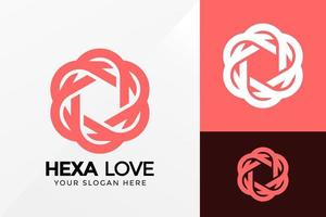 conception de logo abstrait hexa love, vecteur de logos d'identité de marque, logo moderne, conception de logo modèle d'illustration vectorielle