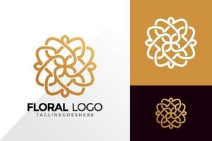 création de logo d'ornement floral doré, concept de conception de logos abstraits pour le modèle vecteur