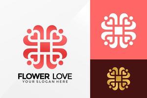 conception de logo créatif d'amour de fleur, vecteur de logos d'identité de marque, logo moderne, modèle d'illustration vectorielle de conceptions de logo