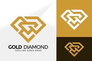 conception de logo de magasin de diamants dorés, conceptions de logos d'identité de marque modèle d'illustration vectorielle vecteur