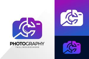conception de logo de photographie d'appareil photo d'objectif, conception de logos d'identité de marque modèle d'illustration vectorielle vecteur