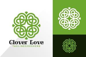 conception de logo d'amour de trèfle porte-bonheur, concept de conceptions de logos abstraits pour le modèle vecteur