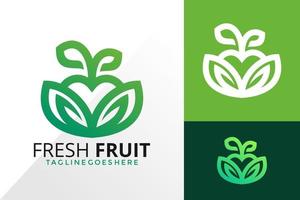 création de logo de fruits et de feuilles frais, concept de conception de logos abstraits pour le modèle vecteur