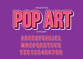 ensemble de lettres et de chiffres de l'alphabet de style pop art avec effet d'extrusion 3d vecteur