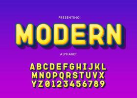 ensemble de lettres et de chiffres de l'alphabet de style pop art avec effet d'extrusion 3d vecteur