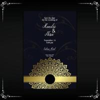 fond orné de mandala or de luxe pour invitation de mariage, couverture de livre vecteur