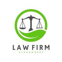 Modèle vectoriel de logo de feuille de justice, concepts de conception de logo de cabinet d'avocats créatifs