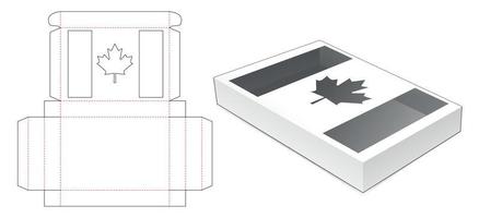 boîte en fer blanc avec modèle de découpe de fenêtre de drapeau du canada vecteur