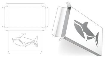 boîte en fer blanc avec gabarit de découpe de requin au pochoir vecteur