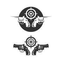 logo d'arme à feu et soldat de l'armée tir de tireur d'élite vector illustration de conception revolver de tir militaire