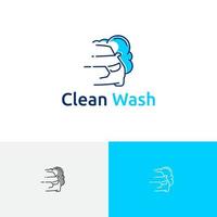savon mousse propre lave-auto lave-auto ligne abstraite logo