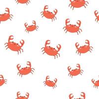 sans couture modèle avec crabe. mer mignonne habitant. illustration dans plat style. mignonne minimaliste modèle. pour textiles et emballage. blanc isolé Contexte. vecteur